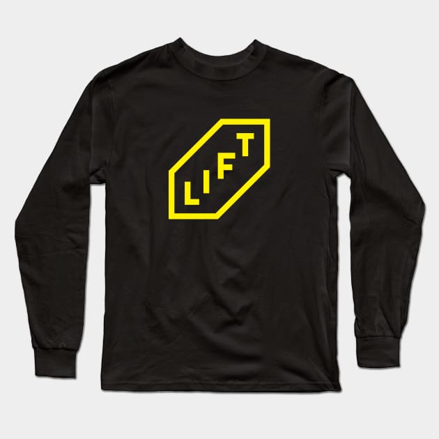 LIFT word mark composition in yellow color showing scaling and growth Long Sleeve T-Shirt by GeeTee